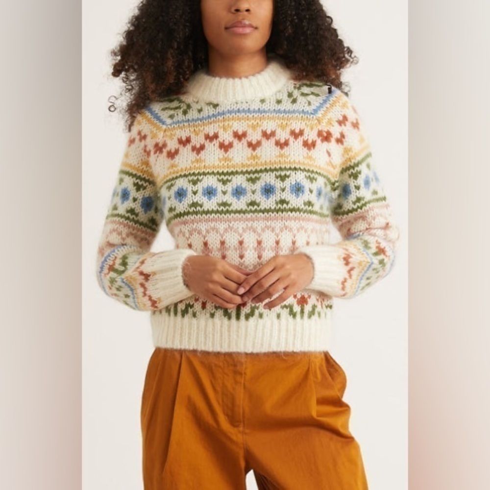 SAMSOE SAMSOE Simones Crew Neck Knit Sweater in Whisper White Large